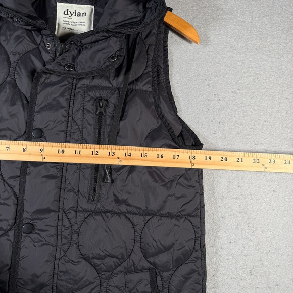 Dylan Los Angeles Black Quilted Hooded Long Vest Jacket‎ XS Made in China - Picture 5 of 9